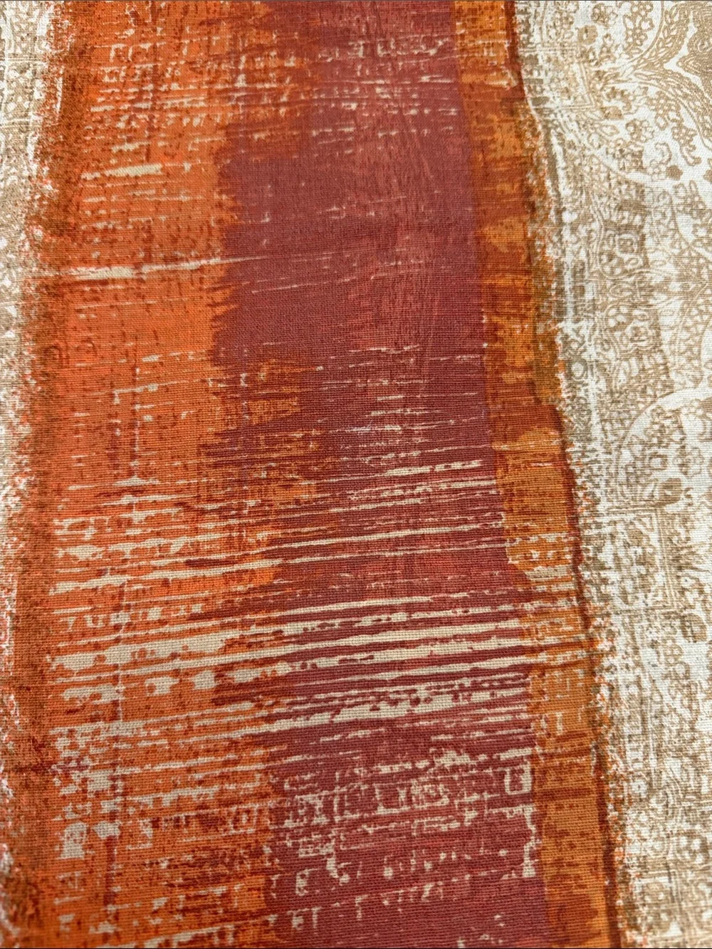 Pottery Barn Pendon Paisley Linen Blend Table Runner Boho 18x108 Terracotta EUC